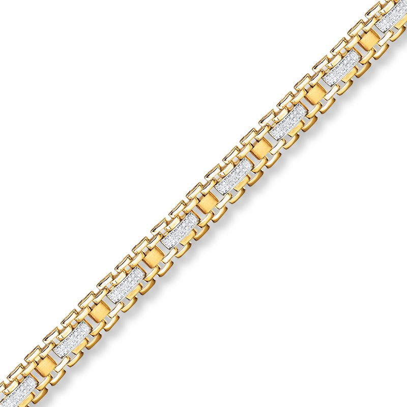 Main Image 2 of Men's Bracelet 3/4 ct tw Diamonds 10K Yellow Gold 8.25&quot;