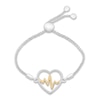 Thumbnail Image 1 of Diamond Heartbeat Bolo Bracelet Sterling Silver & 10K Yellow Gold