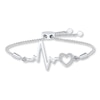 Thumbnail Image 1 of Heartbeat Bolo Bracelet 1/20 ct tw Diamonds Sterling Silver 9.5&quot;