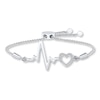 Thumbnail Image 0 of Heartbeat Bolo Bracelet 1/20 ct tw Diamonds Sterling Silver 9.5"