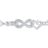 Infinity & Heart Bracelet 1/10 ct tw Diamonds Sterling Silver 7.5"