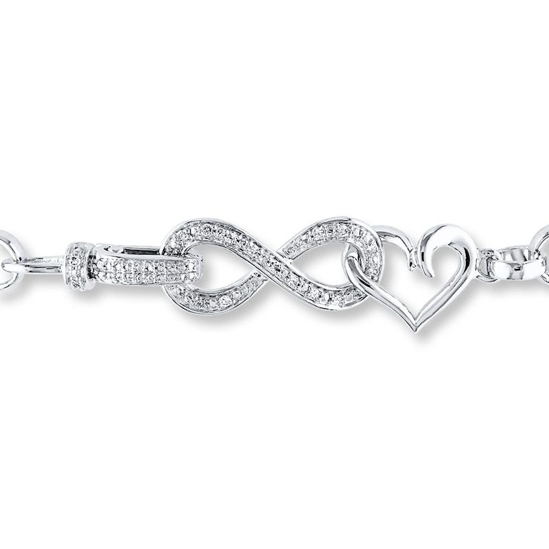 Main Image 3 of Infinity & Heart Bracelet 1/10 ct tw Diamonds Sterling Silver 7.5&quot;
