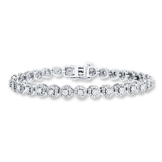 Diamond Bracelet 1 ct tw Round-cut 10K White Gold 7.25"
