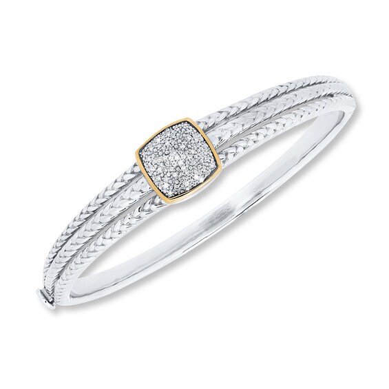 Bangle Bracelet 1/5 ct tw Diamonds Sterling Silver/10K Gold Kay