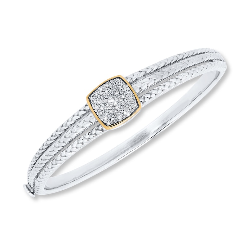 Main Image 2 of Bangle Bracelet 1/5 ct tw Diamonds Sterling Silver & 10K Yellow Gold