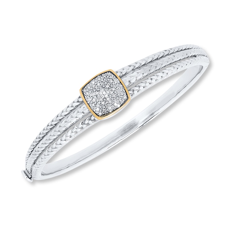 Bangle Bracelet 1/5 ct tw Diamonds Sterling Silver & 10K Yellow Gold