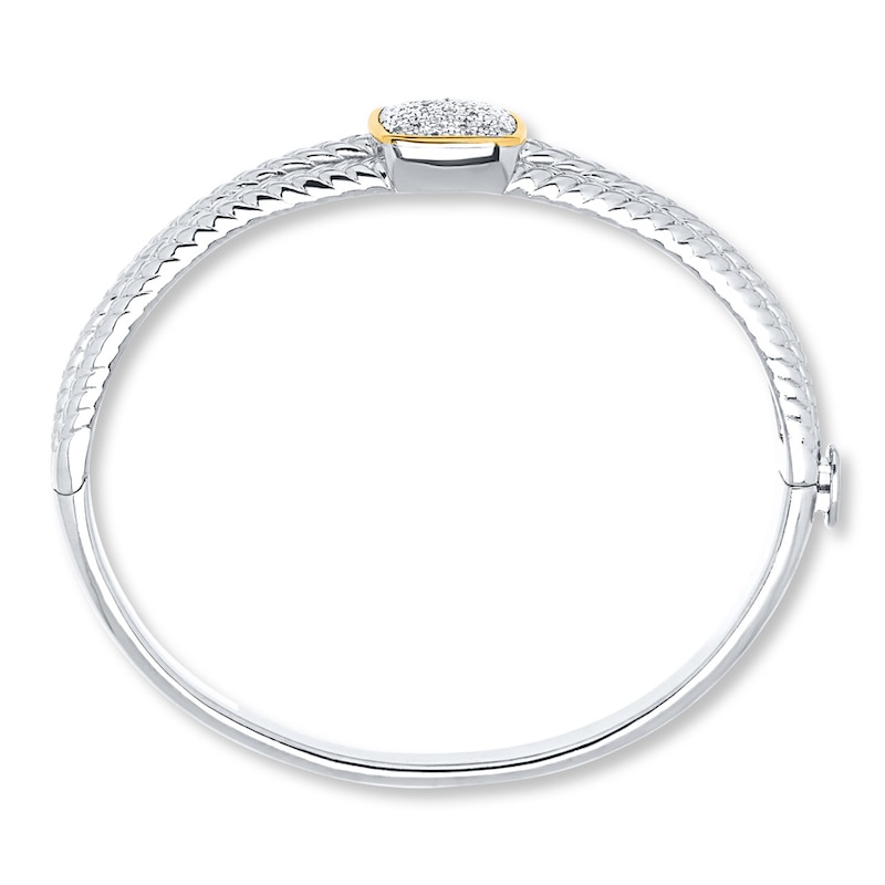 Main Image 3 of Bangle Bracelet 1/5 ct tw Diamonds Sterling Silver & 10K Yellow Gold