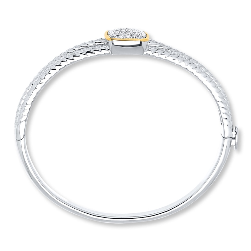 Bangle Bracelet 1/5 ct tw Diamonds Sterling Silver & 10K Yellow Gold