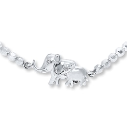 Elephant Bracelet Diamond Accent Sterling Silver 7"