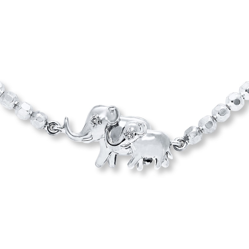 Main Image 1 of Elephant Bracelet Diamond Accent Sterling Silver 7&quot;