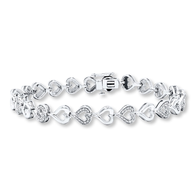 Main Image 1 of Diamond Heart Bracelet Sterling Silver