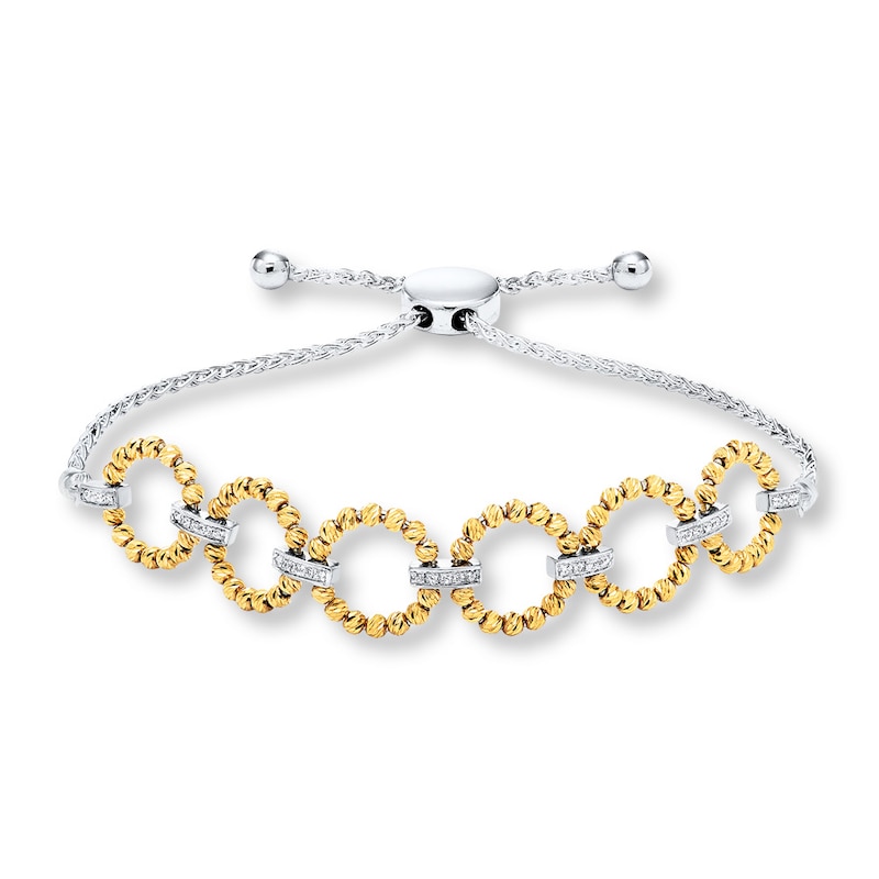 Bolo Bracelet 1/10 cttw Diamond 10K Yellow Gold/Sterling Silver