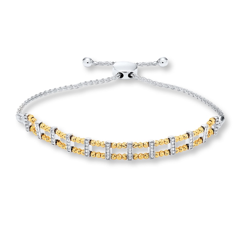 Main Image 1 of Bolo Bracelet 1/5 cttw Diamonds 10K Yellow Gold/Sterling Silver