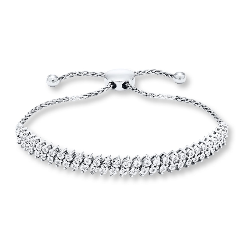 Diamond Bolo Bracelet 1/5 ct tw Round-cut Sterling Silver