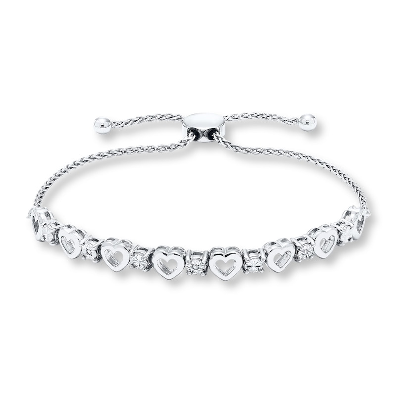 Main Image 1 of Heart Bolo Bracelet Diamond Accents Sterling Silver