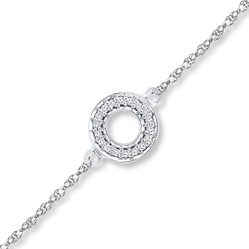 Diamond Circle Anklet 1/20 ct tw Round-cut Sterling Silver