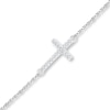 Thumbnail Image 1 of Diamond Cross Anklet 1/20 ct tw Round-cut Sterling Silver