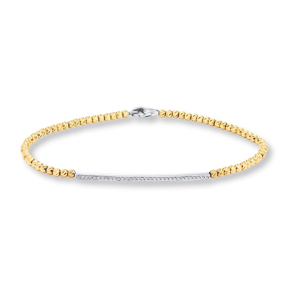 Diamond Bracelet 1/10 ct tw Round-cut 10K Yellow Gold/Sterling Silver 8"