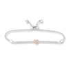 Thumbnail Image 1 of Heart Bolo Bracelet 1/4 ct tw Diamonds Sterling Silver & 10K Rose Gold 9.5&quot;