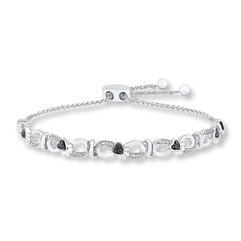 Main Image 1 of Paw & Infinity Bolo Bracelet 1/15 cttw Diamonds Sterling Silver