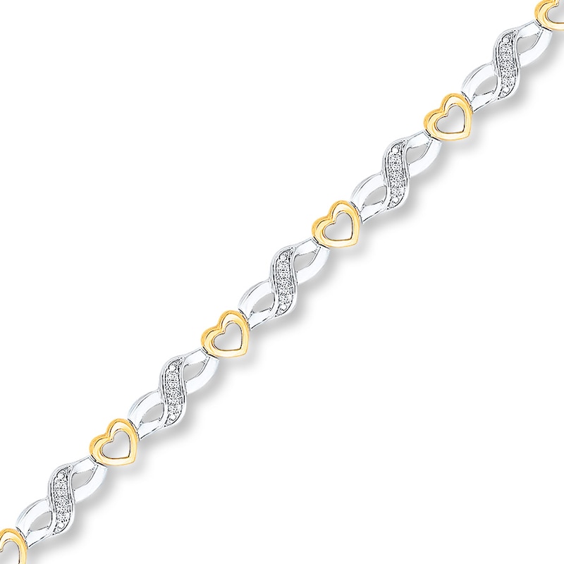 Main Image 1 of Diamond Heart Bracelet 1/10 ct tw Sterling Silver & 10K Yellow Gold 7.5&quot;