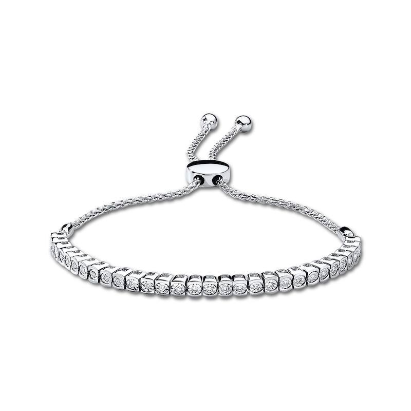 Diamond Bolo Bracelet 1/4 ct tw Round-cut 10K White Gold