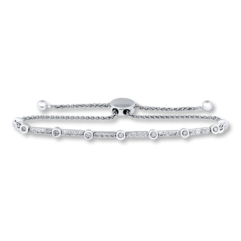 Main Image 1 of Diamond Bolo Bracelet 3/4 ct tw Round-cut 10K White Gold 9.5&quot;
