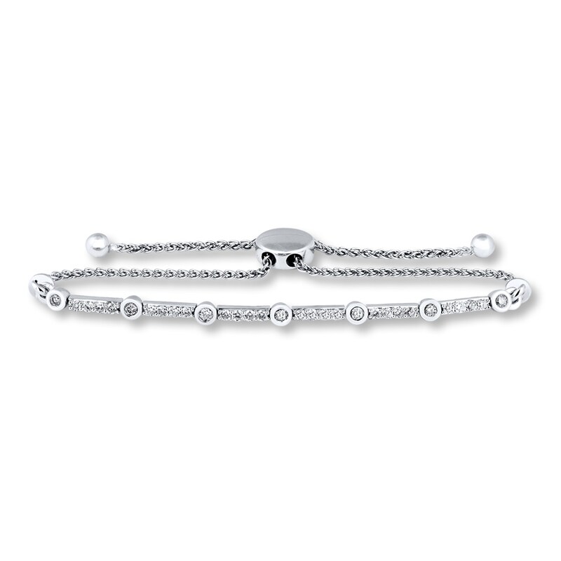 Diamond Bolo Bracelet 3/4 ct tw Round-cut 10K White Gold 9.5"