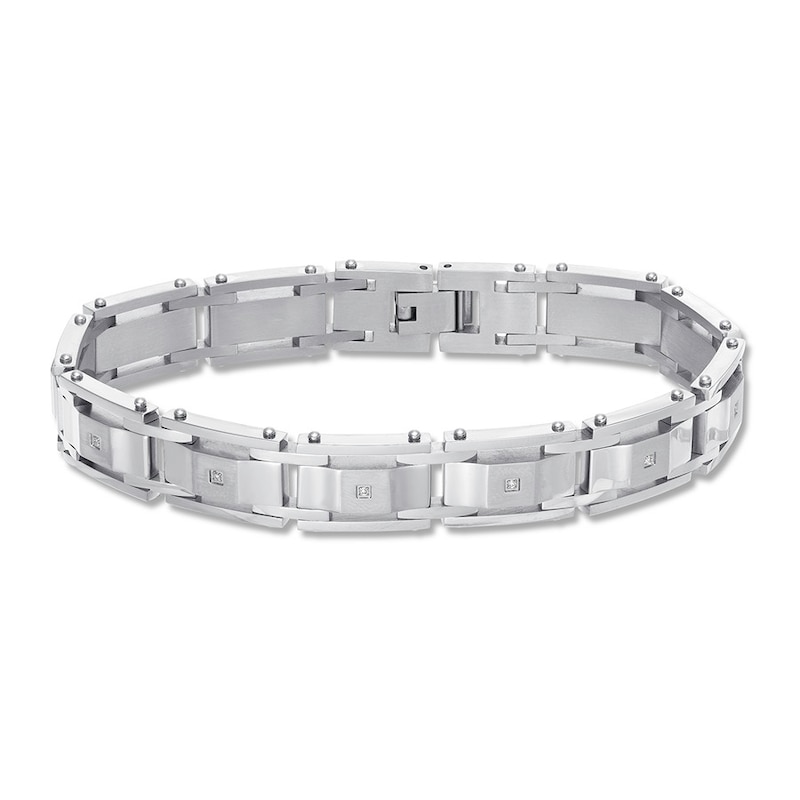 Main Image 1 of Men's Diamond Bracelet 1/20 ct tw Round-cut Stainless Steel