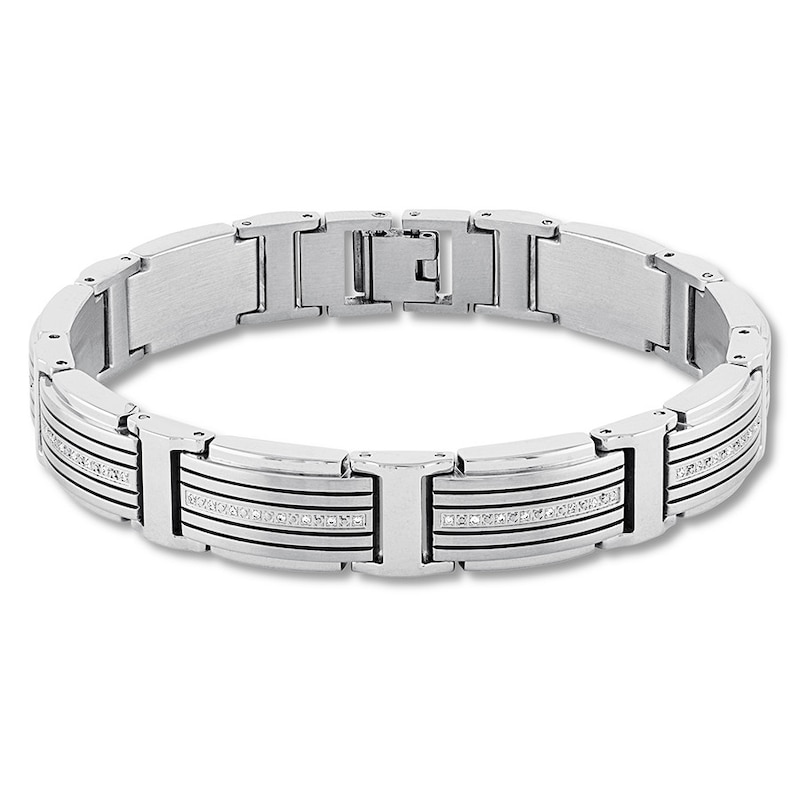 Men's Diamond Bracelet 1/4 ct tw Round-cut Stainless Steel 8.75"