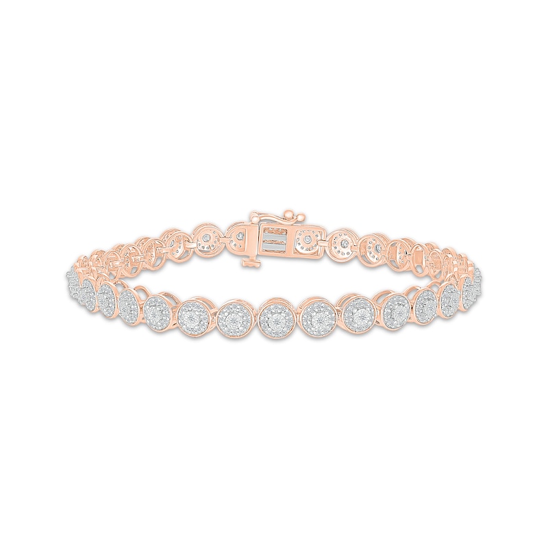 Main Image 1 of Diamond Bracelet 1 ct tw Round-cut 10K Rose Gold 7.25&quot;