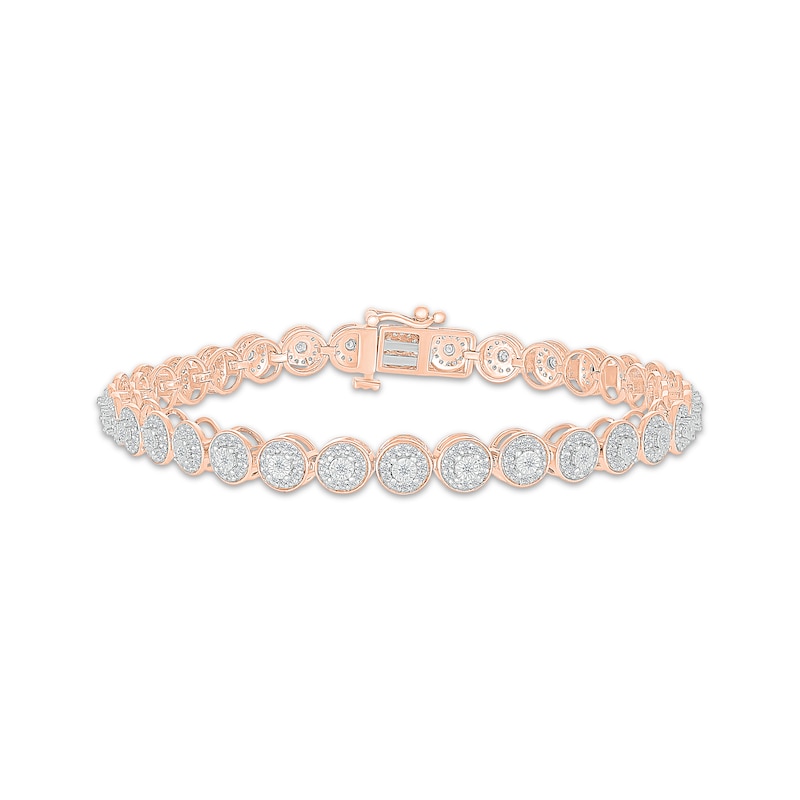 Diamond Bracelet 1 ct tw Round-cut 10K Rose Gold 7.25"