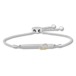 "Be Free" Diamond Wing Bolo Bracelet Sterling Silver & 10K Yellow Gold 9.5"