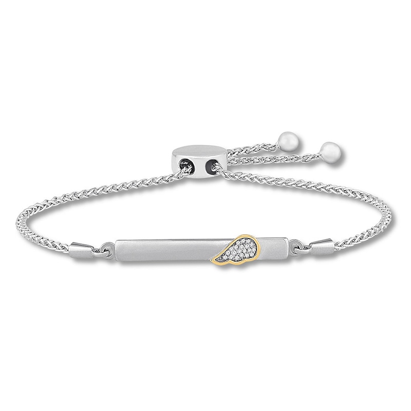 Main Image 1 of &quot;Be Free&quot; Diamond Wing Bolo Bracelet Sterling Silver & 10K Yellow Gold 9.5&quot;