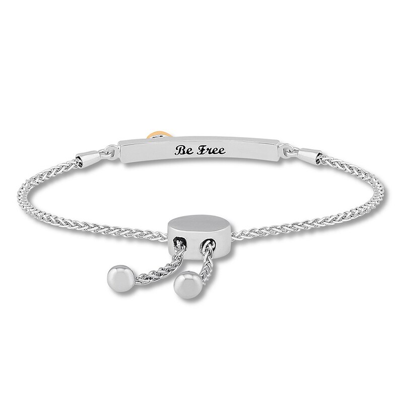Main Image 2 of &quot;Be Free&quot; Diamond Wing Bolo Bracelet Sterling Silver & 10K Yellow Gold 9.5&quot;