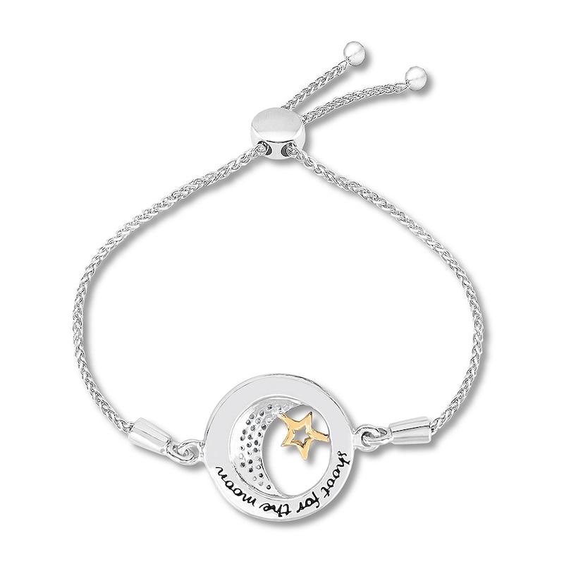 Main Image 2 of Shoot for the Moon Diamond Bolo Bracelet St. Silver & 10K Yellow Gold 9.5&quot;