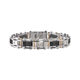 Men's Diamond Bracelet Stainless Steel/Carbon Fiber 8.5&quot;
