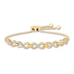 Diamond Infinity Bolo Bracelet 1/4 ct tw 10K Yellow Gold 9.5"