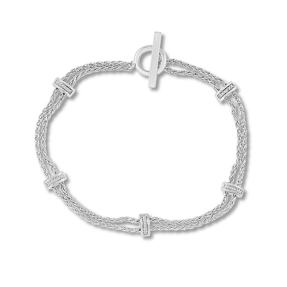 Diamond Bracelet 1/10 ct tw Round-cut Sterling Silver 7.25"
