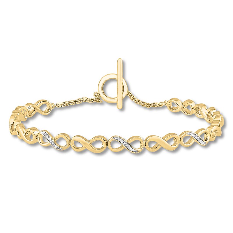 Diamond Infinity Bracelet 1/15 ct tw Round-cut 10K Yellow Gold 7.25"