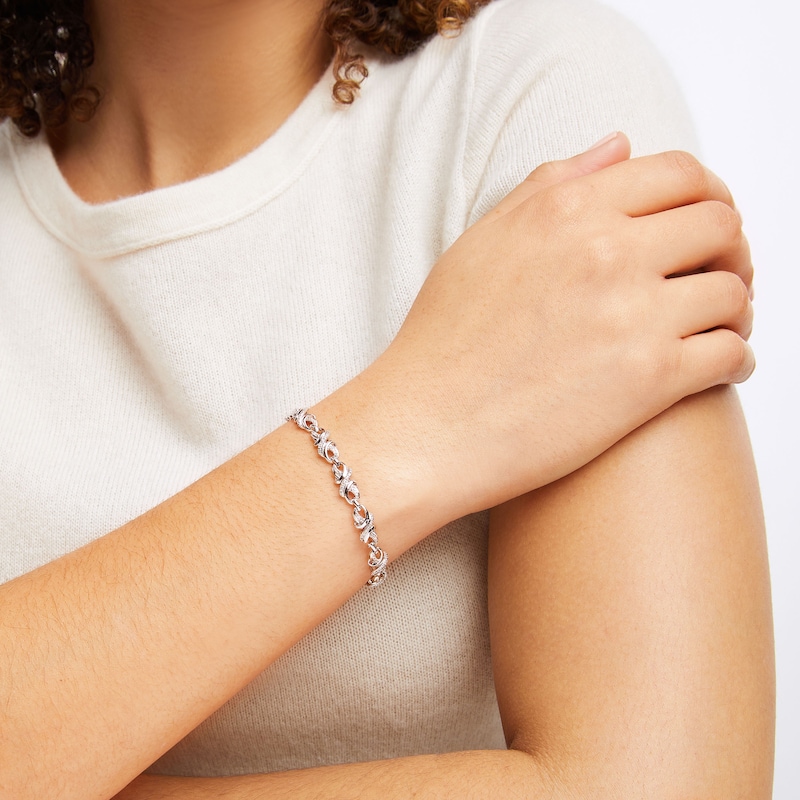 Main Image 3 of Diamond Bracelet 1/10 ct tw Round-cut Sterling Silver