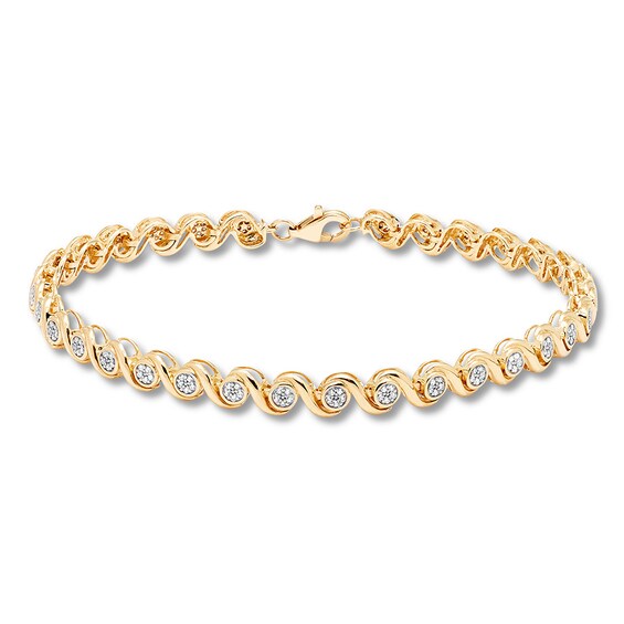 Diamond Bracelet 1/4 ct tw Round-cut 10K Yellow Gold 7.25"