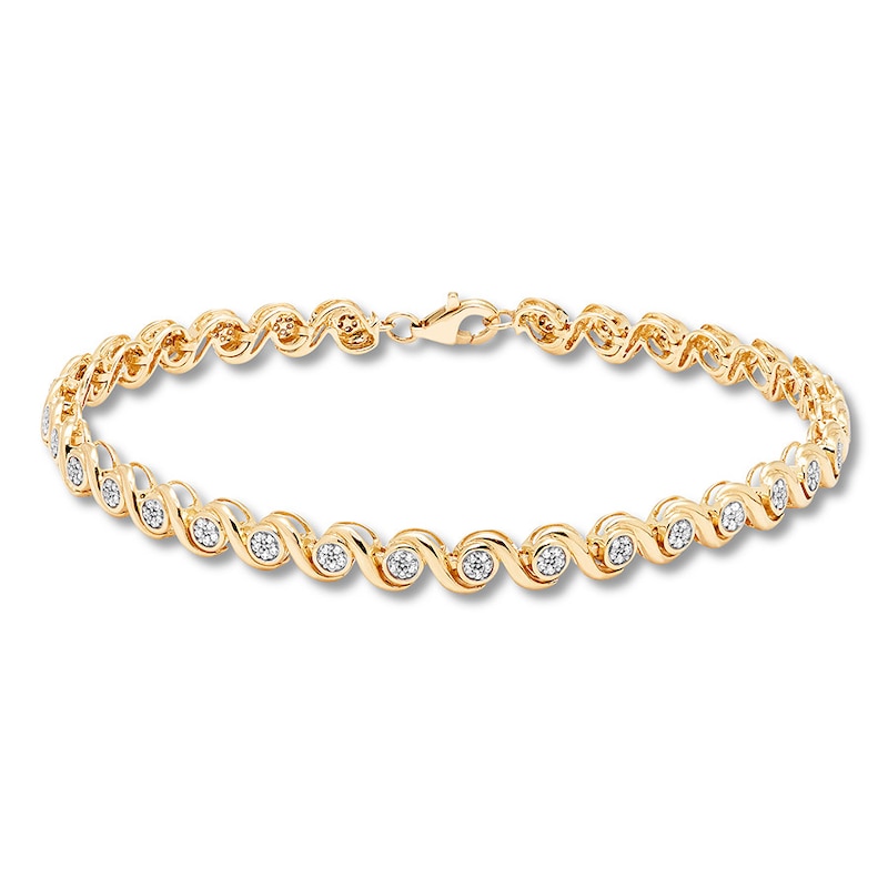 Diamond Bracelet 1/4 ct tw Round-cut 10K Yellow Gold 7.25"