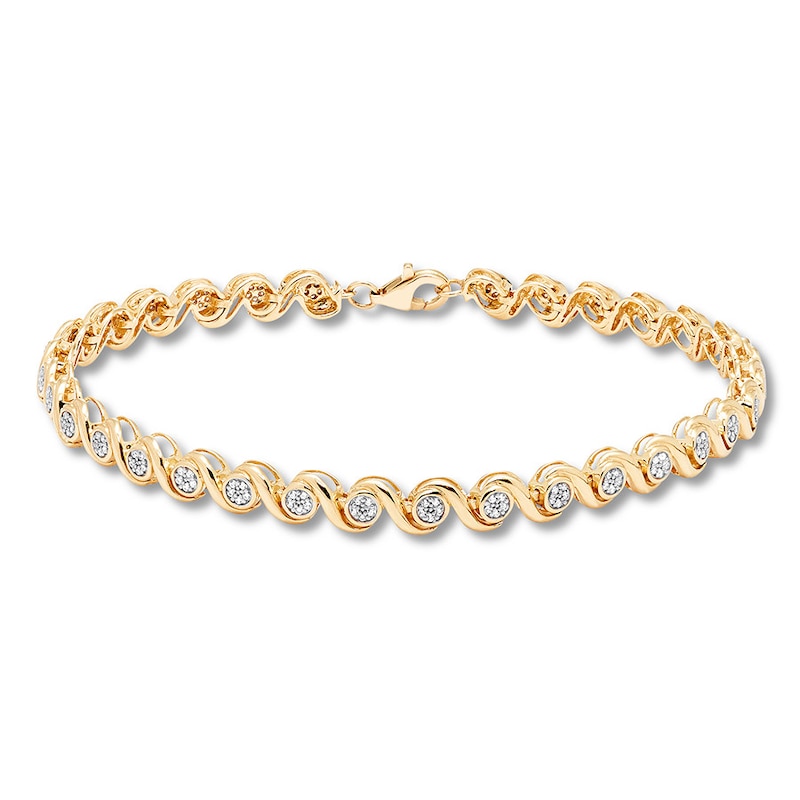 Main Image 1 of Diamond Bracelet 1/4 ct tw Round-cut 10K Yellow Gold 7.25&quot;