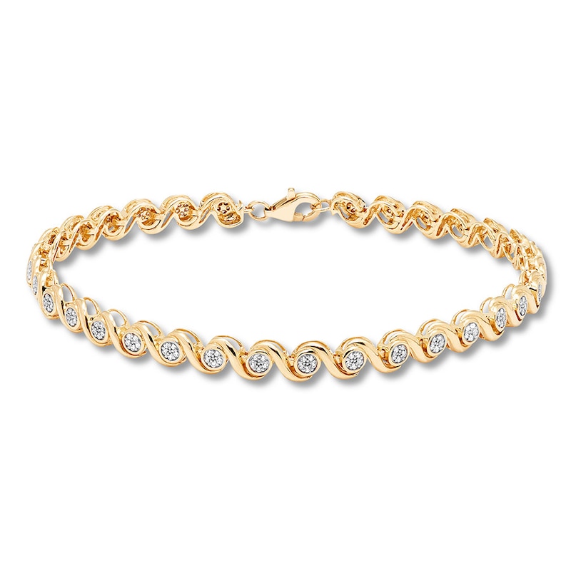 Diamond Bracelet 1/4 ct tw Round-cut 10K Yellow Gold 7.25