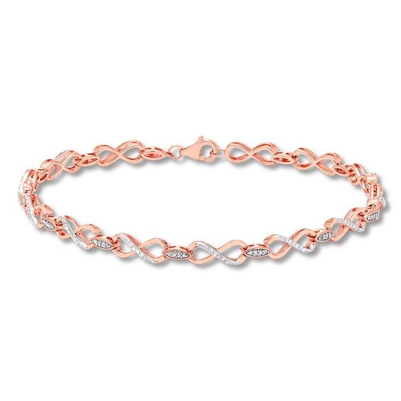 Diamond Infinity Bracelet 1/4 ct tw Round-cut 10K Rose Gold 7.75"