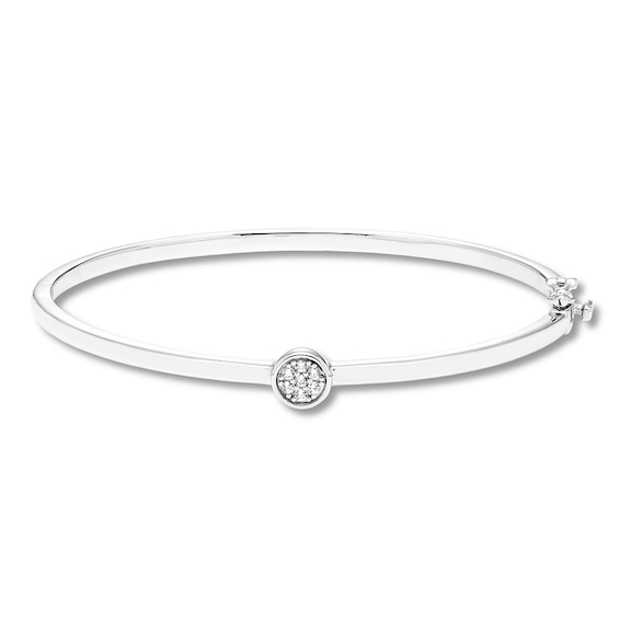 Diamond Bangle Bracelet 1/10 ct tw Round-cut Sterling Silver