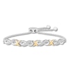 Infinity & Kisses Sterling Silver Bolo Bracelet 1/10 Carat tw