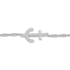 Diamond Anchor Anklet 1/20 ct tw Round-cut Sterling Silver 9"