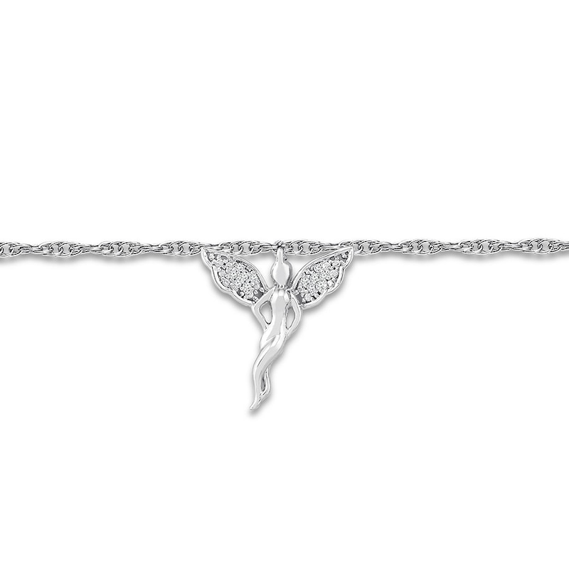 Main Image 1 of Diamond Fairy Anklet Sterling Silver 9&quot;